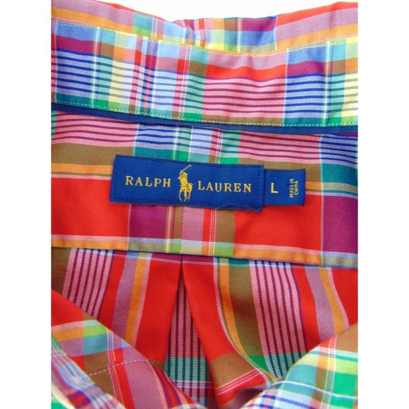 Ralph Lauren Polo Men's Button-Down Collared shirt  Large Red Checked EUC - Picture 4 of 7